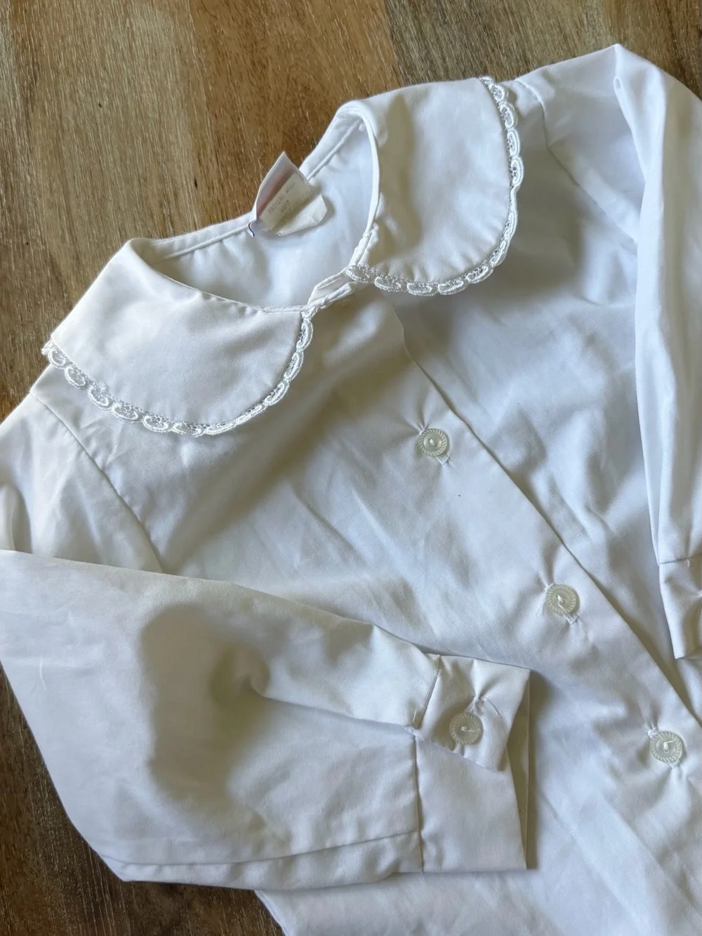 White Peter Pan Collar Button-Up Shirt for Kids
